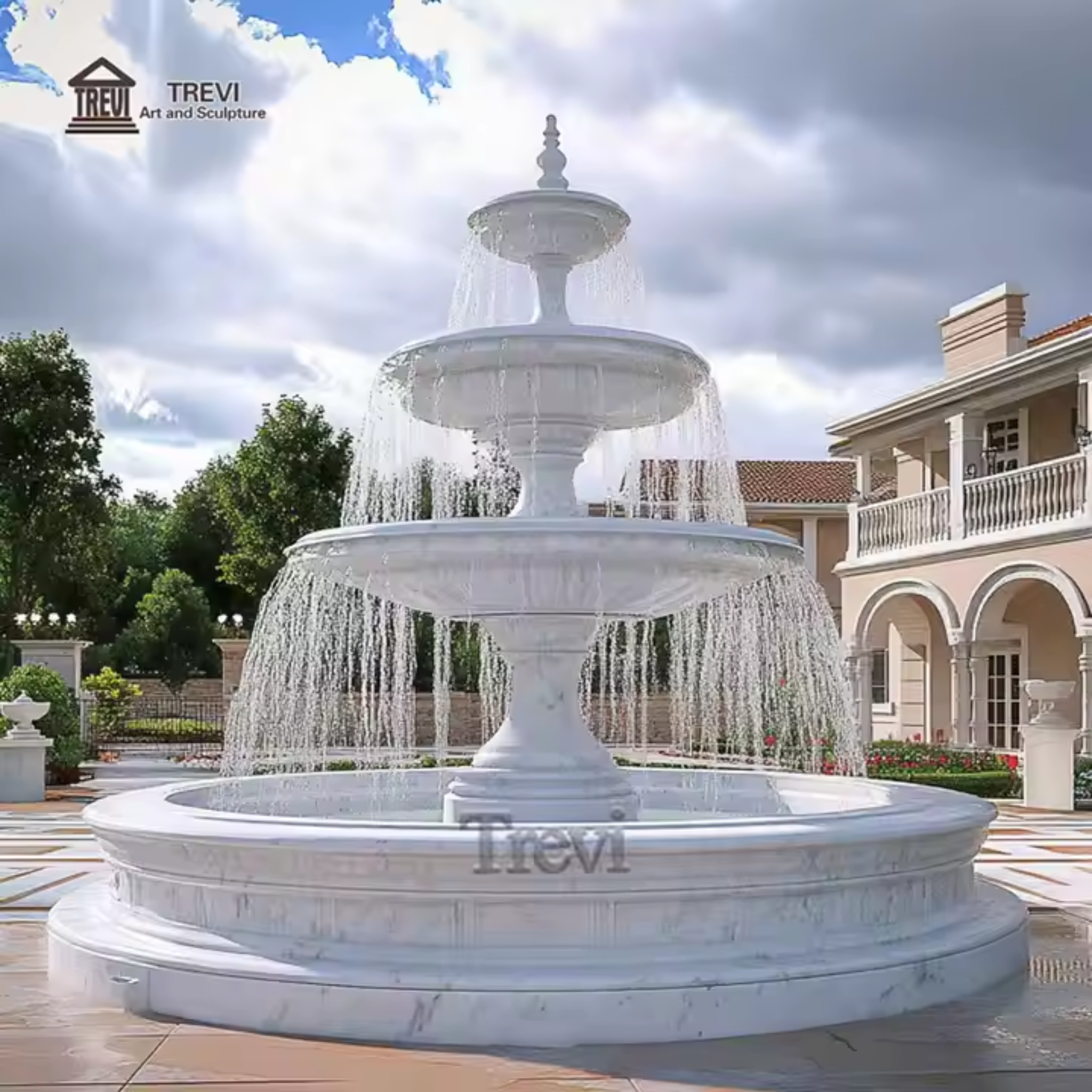 LuxeMarble Grand Elegante Estate Fountain